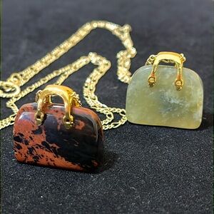 NWOT Gemstone Handbag Gold Tone Necklace Toggle Clasp 18”